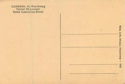 Catedral de Estrasburgo — Portal de San Lorenzo — Félix Lumb, editor Estrasburgo — 1926 — Reverso