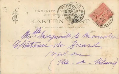 Menhir de la punta de Bec-Meil — Bretaña — Colección E. H. — n° 1177 — Reverso