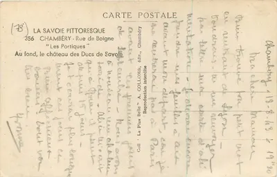 Chambéry — Rue de Boigne — Les Portiques — Zadnie chateau des Ducs de Savoie — Rewers