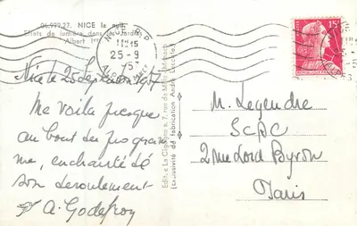 Nice — Noc w ogrodach — La Cigogne, wyd. fabrykacyjne André Lécette — Rewers