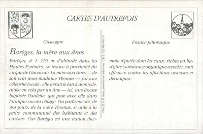 Barèges — A Mãe dos Burros com Paulette — Fototipia Labouche frères, Toulouse — Verso