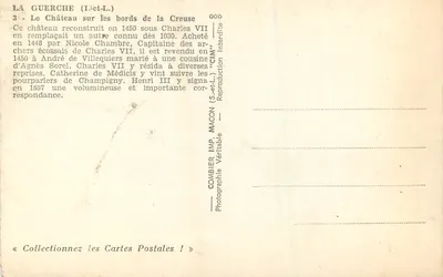 La Guérche-sur-la-Creuse — Castelo às margens da Creuse — Combier (S.-et-L.) — Verso