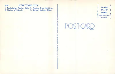 New York City — Metropolis of the World — Acacia Card Company #207 — Rewers