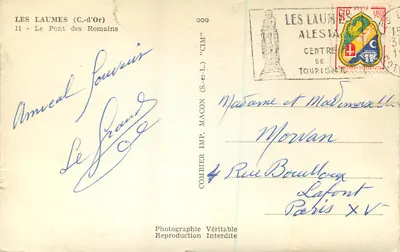 Les Laumes (C.-d'Or) — 11 - O Ponte dos Romanos — Combier Imp. Macon (S.-et-L.) — Verso