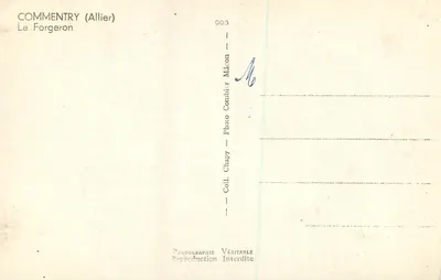 Commentry (Allier) — O Ferreiro — Foto Chappy — Verso