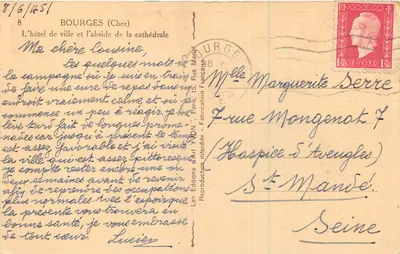 Bourges (Cher) — Hotel miejski i absydę katedry — Wydawnictwo Sztuki YON — Rewers