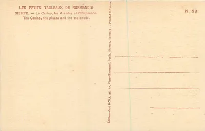 Dieppe — Il Casinò, le Arcate e l'Esplanade — Edizioni d'arte MONA, N° 38 — Verso