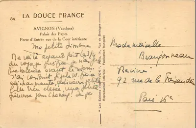 Avignon (Vaucluse) — Pałac Papieski, Wjazd z widoku zewnętrznej części — Wydawnictwo Avignon — Rewers