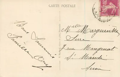 Pontmain — Ogólny widok (strona zachodnia) — P. Macard, przedmioty religijne, Pontmain — Rewers