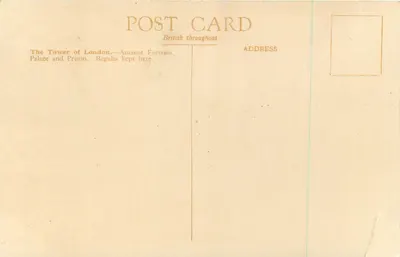 A Torre de Londres — vista do rio — carta postal britânica — Verso