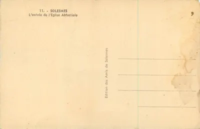 Solemes — Wejście do Abbatyjskiego Kościoła — Wydawnictwo Przyjaciół Solemes — Rewers