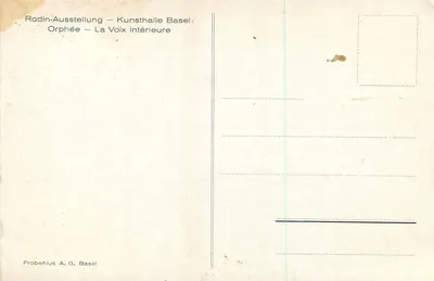 Beeldhouwwerk van Orfeus — De Inwendige Stem — tentoonstelling Rodin in de Kunsthalle van Basel — Achterkant