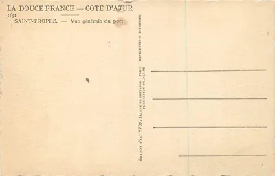 Saint-Tropez — Ogólny widok portu — Éditions d'Art Bretagne, Paryż — Rewers