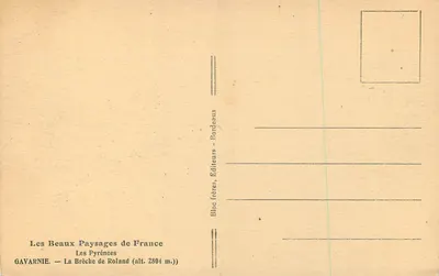 A Brecha de Roland — Gavarnie — Bloc frères, Editores, Bordeaux — Verso
