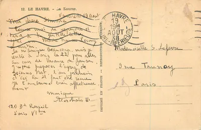 Le Havre — La Lourse — Imprimé en France — Verso