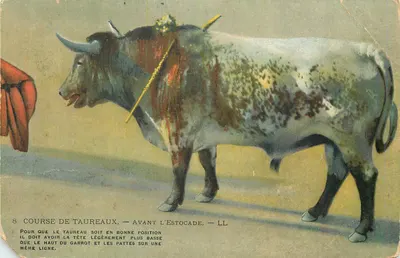 Bilhete postal antigo Corrida de Touros Antes da Estocada