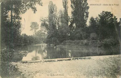 Bilhete postal antigo Andouille Cachoeira da Forja