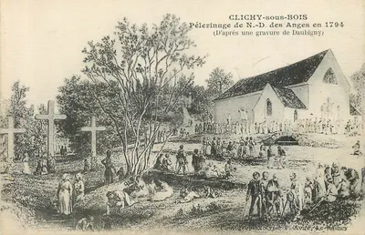 Clichy-sous-Bois — Pelerinagem de N.-D. dos Anjos em 1794 — (D'après une gravure de Daubigny) — Fototipia P. Avicé, Le Raincy