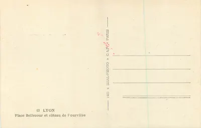 Praça Bellecour e colina de Fourvière — Lyon — C.A.P. Paris — Verso
