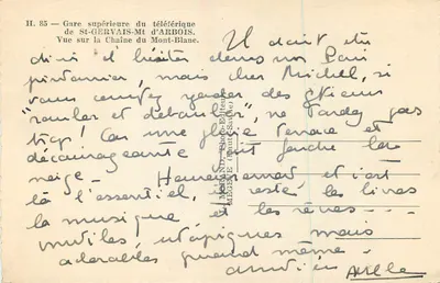 Bovenstation van het telecircuit van St-GERVAIS-Mt d'ARBOIS — Uitzicht op de keten van de Mont-Blanc — Achterkant