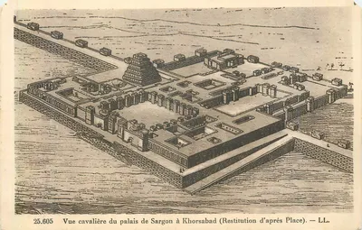 Palácio de Sargon em Khorsabad — Restituição segundo Place — LL. — N° 25.605