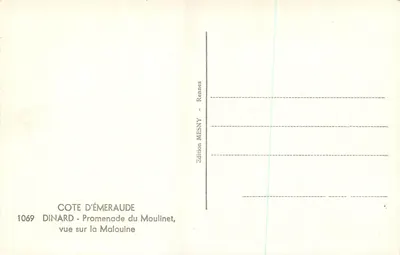 Dinard - Promenade du Moulinet — widok na Malouine — Wydawnictwo MESNY, Rennes, nr 1069 — Rewers