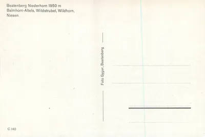 Beatenberg Niederhorn 1950 m — Balmhorn-Altels, Wildstrubel, Wildhorn, Niesen — Foto Gyger, Beatenberg, C 140 — Rewers