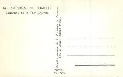 Katedra Coutances — Kolumnada Wieży Centralnej — Pełna kolekcja Katedry, Edit. G. Lemesle — Rewers
