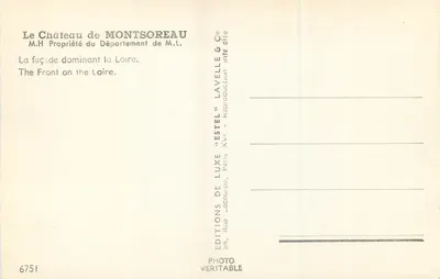 Castelo de Montsoreau — fachada dominando a Loire — Edições de Luxo Estel, n° 6751 — Verso