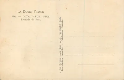 Nice — De ingang van het Haven — La Douce France, n°196 — Achterkant