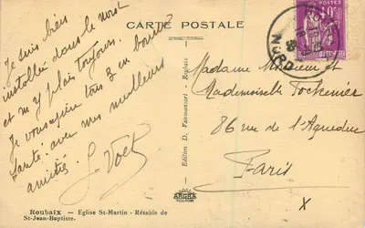 Roubaix — Igreja de São Martinho — Retábulo de São João Batista — Edição D. Vannansart - Roubaix — Verso