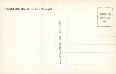 Tourcoing (Nord) - Il Parco Municipale — Éditions Pollet, Lille — Verso