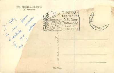 Thonon-les-Bains — A Fontaine — Réal-Photo — Verso