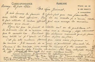 Szczyt Semnoza — Tablica orientacyjna — wydawca Lefèvre et Neudrèn, Paryż, nr 363 — Rewers