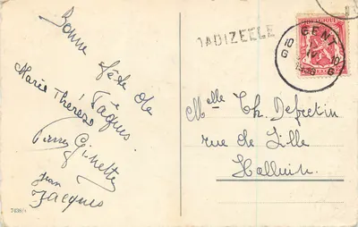 Paisagem de primavera — casa de campo com cisnes — editor J. Geynes, n° 7438/1 — Verso