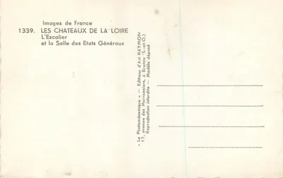 Blois — Castello degli Stati Generali — Editore RAYMON, n°1339 — Verso