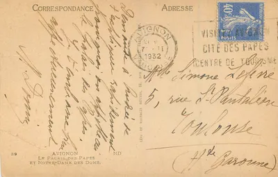 Avignon — Pałac Papieski i Katedra Notre-Dame des Doms — Wydawca: Centre de Tourisme — Rewers