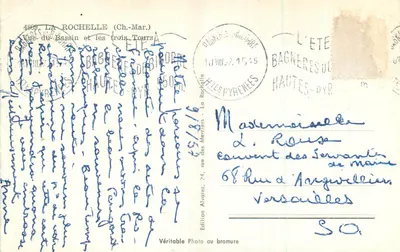 La Rochelle — Vista del Bacino e le Tre Torri — Edizione Alvarez — Verso