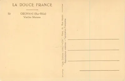 Obernai (Baixo Reno) — Velhas Casas — A Doce França, n°50 — Verso