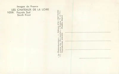 Azay-le-Rideau — Castelo — Editor RAYMON, n° 1059 — Verso