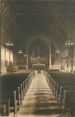 Interior da igreja de Folkestone — vista em perspectiva — editor L. W. Jones, Folkestone