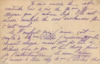Correspondance familiale — carte postale avec texte manuscrit — éditeur non visible — Rückseite