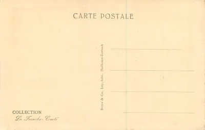 Wschód słońca w lesie — La Franche-Comté pittoresque — seria 5221c, wydane przez Braun & Cie, Mulhouse-Dornach — Rewers