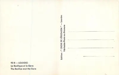 Lourdes — Bazylika i Gave — Wydanie: 'CROIX DE JÉRUSALEM' — Lourdes — Rewers