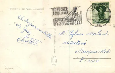 Bilhete postal moderno Maristrost Bei Graz — Verso