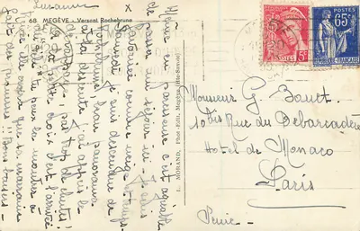 Megève - Wzgórza Rochebrune — 68, L. Morand, Wydawnictwo Haute-Savoie — Rewers