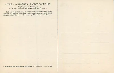 Castelo de Fougères — Cortina Norte — Coleção do Syndicat d'initiative — Verso