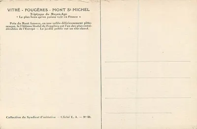 Fougères — no meio dos perigosos escarpes das rochas de S.-Sulpice — Balzac « Les Chouans » — Verso