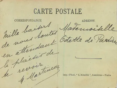 Neuilly-sur-Seine — Rue de Chartres — L'Abeille — Verso