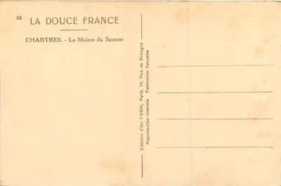 Chartres — Dom Śmietanki — Wydawnictwo La Douce France — Rewers